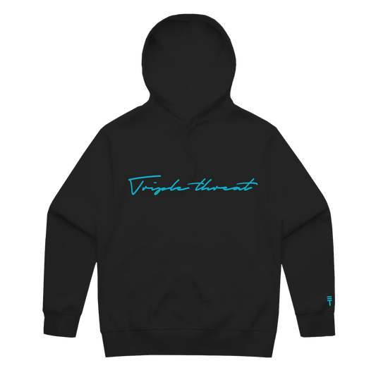 Embroidered Script Logo Hoodie - Black