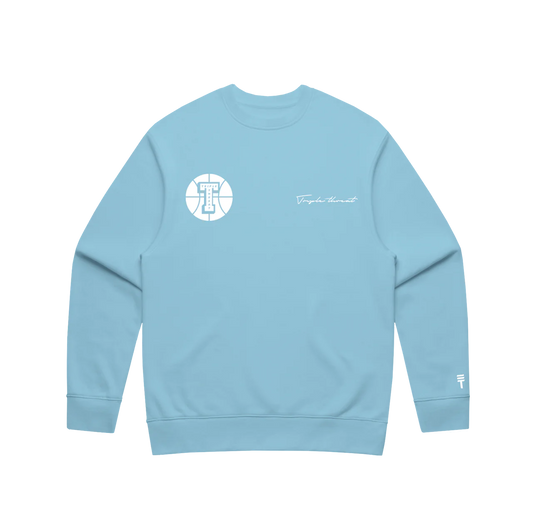 Embroidered Round Logo Crew - Blue