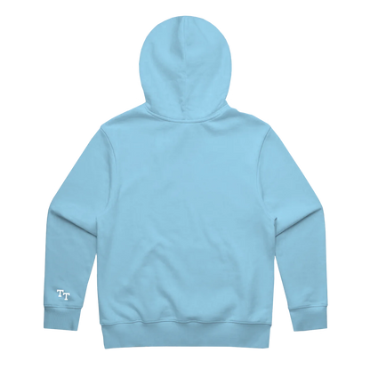 Embroidered Script Logo Hoodie - Blue