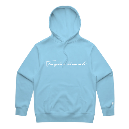 Embroidered Script Logo Hoodie - Blue