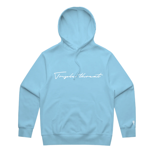 Embroidered Script Logo Hoodie - Blue