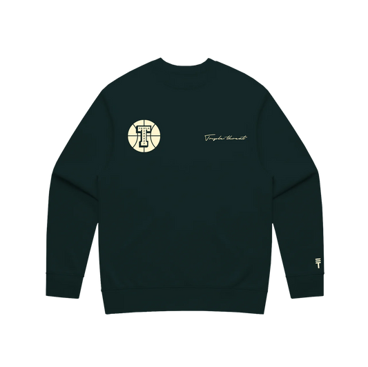 Embroidered Round Logo Crew - Green