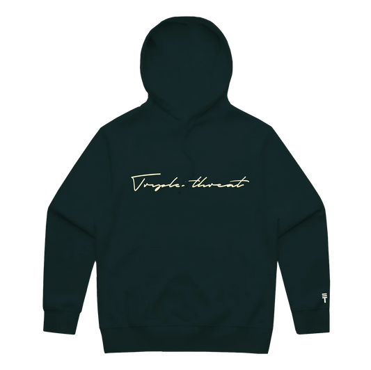 Embroidered Script Logo Hoodie - Green