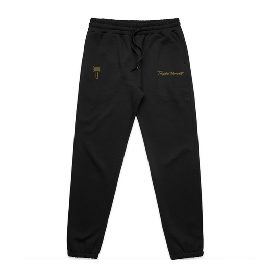 Embroidered Track Pants - Black & Gold